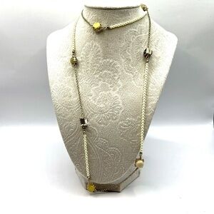 Loft Charms Pearls and Chain link Stations Necklace Reversible Gold Tone Pearls